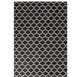 dazzhome Black & White Hair On Leather Geometrical Hand Woven 6ftX9ft Carpet image 2