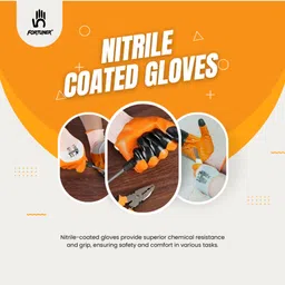 fortuner Work Safety Gloves with Tiger Print Coating – Multipurpose – 5 Pairs Nitrile Safety Gloves image 4
