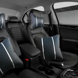 peeps store Black, Silver Leatherite Car Pillow Cushion for Toyota image 2