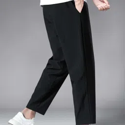 ogha Men Self Design Black Track Pants image 1