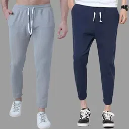 kashmiri threading Pack of 2 Men Solid Blue Track Pants-picture-13