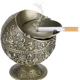 verilux Vintage Windproof Tabletop Ashtray with Lid Portable Metal Push Down Ashtray fo Brown Plastic Ashtray-picture-14