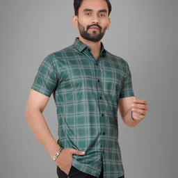 metronaut Men Regular Fit Checkered Spread Collar Casual Shirt image 3