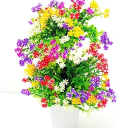 Artificial multicolor flowers for home decor with plastic pot best for home and office multicolor flowers pink red yellow green purple blue and white.carnetion Multicolor Tulips Artificial Flower with Pot-image-62