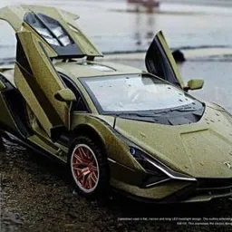 tradvision Lamborghini Sian Green Metallic (Grey) with Copper Wheels 1:32 Die cast Model Car toy for kids image 2