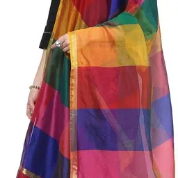 shri ram creations Cotton Silk Striped Multicolor Women Dupatta-picture-28