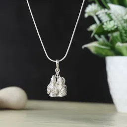 akshat sapphire Sterling Silver (92.5% purity) God Shiv Parvati Pendant for Men & Women Pure Silver Lord Shiva and Maa Parvati Locket for Good Health & Wealth Sterling Silver Pendant image 2