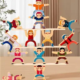 raindrops Wooden Montessori ActivityToys|Stacking and Balancing Human Tower|Acrobat circus image 4