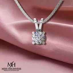 miss highness Rhodium Cubic Zirconia Sterling Silver Pendant image 2