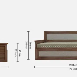 crystal furnitech Herald Pull-Out Sofa Cum Bed in Cairo Walnut & White Finish with Storage & Mattress image 2
