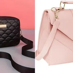 Black, Pink Women Sling Bag Black Sling Bag | Latest Fashionable Women shoulder bag.-image-8