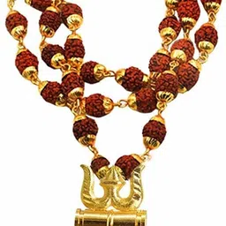 sonchiraiya Panchmukhi Rudraksha Mala Beads Gold-plated Plated Brass, Wood Chain-picture-21