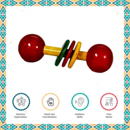 little ginnie Wooden Baby Rattle | Dumble Rattle For Age 6+ Months Babies Rattle image 4