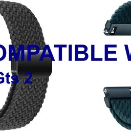 ACM WSM26N22BKTU1014 Pack of 2 Watch Strap Woven Braided Magnetic 22mm for Amazfit Gts 2 Smartwatch (Black/Turquoise) Smart Watch Strap-picture-37