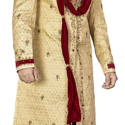 DIAMOND Gold Jacquard - Look Regal for Weddings Festivals & Special Events Embroidered Sherwani image 4