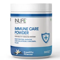 INLIFE Immune Care / Booster Protein Powder, Whey Protein with Ayurvedic Herbs, Turmeric (Curcumin), Guduchi, Tulasi, Colostrum - 300 g (Vanilla Flavour)-image-6