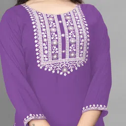 patbro Women Embroidered Viscose Rayon A-line Kurta image 4