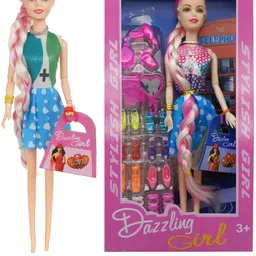 nv collection Fancy Fashion Doll | Braided Hair Girl Doll with Bag Accessory-picture-42