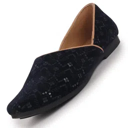 fausto Men's Embroidery Sequin Ethnic Half Cut Slip On Juttis and Mojaris for Wedding|Traditional Sherwani Shoes|Slip-On for Nehru Jackets image 1
