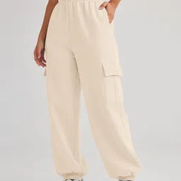 q-rious Women Relaxed Beige Cotton Blend Trousers-picture-10