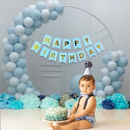 soi Birthday Decoration Kit for Boys Blue and White Balloons for Decoration image 3