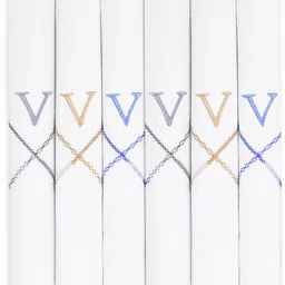 Cotton Square Men's Initial V Embroidered 100% Pure Cotton Handkerchief for Men ["White"] Handkerchief-picture-25