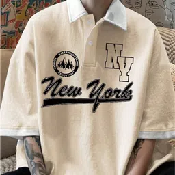 avejo Men Typography Polo Neck Pure Cotton Beige T-Shirt-picture-16