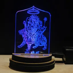 robin AMBA MATAJI Acrylic USB 3D Illusion RGB 7 Colour Changing LED Wooden Table Lamp image 3