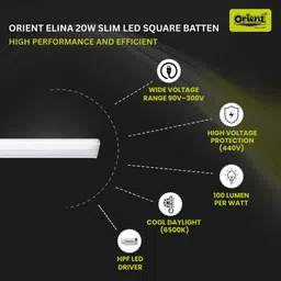 orient SLIM LED SQUARE BATTEN 20W 6500K 20 W 102 cm Tube Light image 3