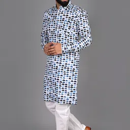 fubar Men Cotton Blend Kurta Pyjama Set image 5