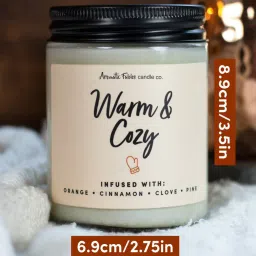 aromatic fables Warm Cinnamon Scented Christmas Candle in Glass Jar image 3