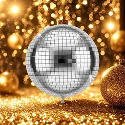 king collection Solid Big Size Disco Ball Foil Balloon | Silver Mirror Sphere Party Decoration Balloon Balloon image 2