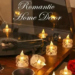 antoj 5 Pc LED Candle Crystal Warm White Battery Operated Smokeless Flameless Candle Candle image 3