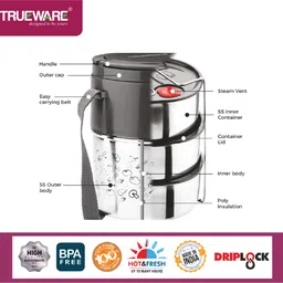 trueware Steelex Lunch Box , 3 Containers 3 Containers Lunch Box image 3