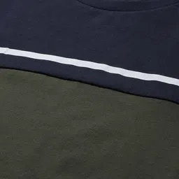 roadster Men Colorblock Round Neck Cotton Blend Dark Green T-Shirt image 2