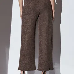 globus Women Flared Brown Polyester Trousers image 2