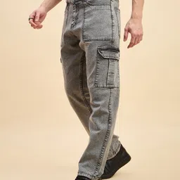 studio nexx Men Loose Fit Mid Rise Grey Jeans image 3