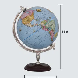 royaloak Decorative World Globe Aluminum Frame Wooden Base image 2