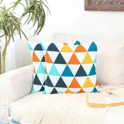 Multicolor Cotton Geometric 16x16 inches Cushion Cover Set of 2-image-79
