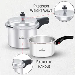 prestlee Non Induction Base Aluminium 2 Ltr + 3 Ltr Pressure Cooker Combo 2 L, 3 L Pressure Cooker & Pressure Pan image 2