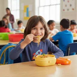 dimazofly Cute Mango Shape Lunch Box Set for Kids | 2-Compartment with Fork & Spoon 3 Containers Lunch Box image 5