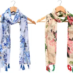 mss fashion Printed Chiffon Women Multicolor Scarf, Stole, Fancy Scarf-picture-13