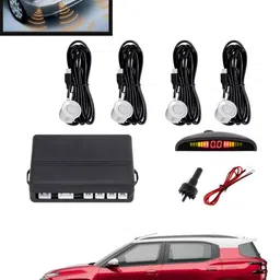 maties 4Pcs White Reverse Parking Sound Warning sensor for car Protection-43 Car Reverse Parking White 4 Sensor With LED Display/Buzzer -43 Parking Sensor-picture-35