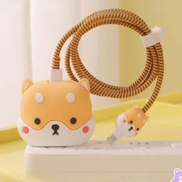 Mobile Mart 3D Cartoon Design Corgi Dog Spiral Cover Cable Protector-picture-31