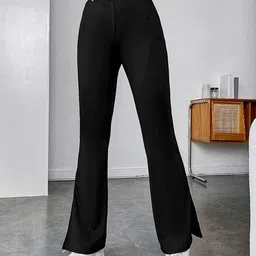dexus Women Flared Black Viscose Rayon Trousers image 1