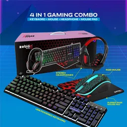 zebion TDGK 401 4IN1 Gaming Kit with Keyboard,Mouse,Mouse Pad and 3.5mm Jack Headphone Combo Set image 2