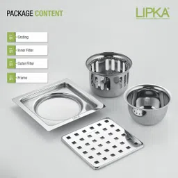 lipka Floor Stainless Steel Push Down Strainer image 4