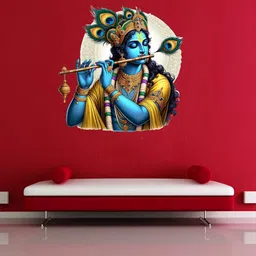 anabia fashion 51 cm Lord Krishna Religious Wall Sticker & Decals Self Adhesive Sticker image 2