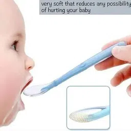 kera white Feeding Spoon with Ultra Soft Tip 4 M+- Silicone, Stainless Steel image 2