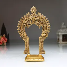 bhunes Brass Prabhawali With Stand | Asan With Prabhavali | Brass Poja Chowki | Prabhavali Frame | Prabhawal | Frame |Brass Arch | Prabhaval | Prabhavali With Peedam | Prabhavali With Stand, Peedam | Peeta Decorative Showpiece - 20 cm-picture-21